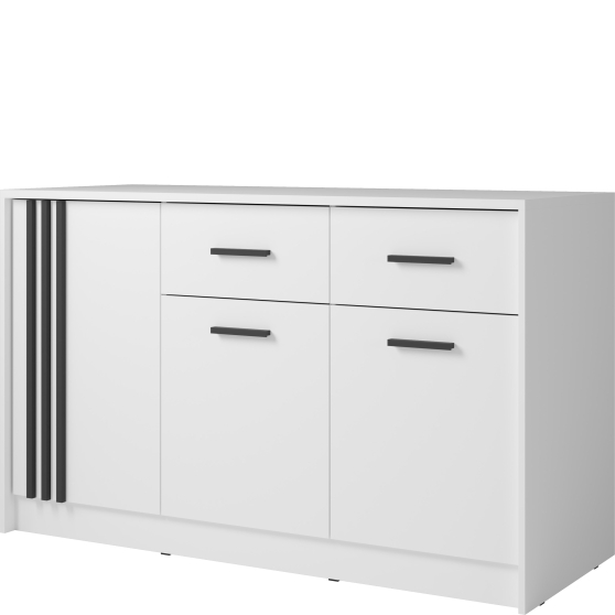 Komoda 150 cm 2 szuflady 3 drzwi CD-24 Biały / uchwyty Czarne CANADA Podstawowe