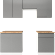 Zestaw mebli kuchennych 2 m White / Grey Połysk ASPEN Podstawowe