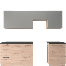 Zestaw mebli kuchennych 2,4 m Dąb Artisan / Grey Mat LANGEN Podstawowe