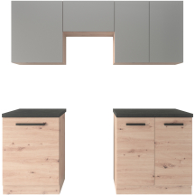 Zestaw mebli kuchennych 2 m Dąb Artisan / Grey Mat LANGEN Podstawowe