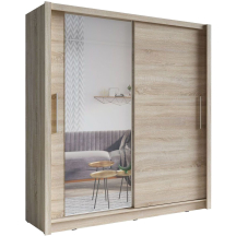 Szafa przesuwna 2D BAKU z lustrem 155 cm Dąb Sonoma Podstawowe