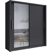 Szafa przesuwna 2D BAKU z lustrem 155 cm Szary Grafit Podstawowe