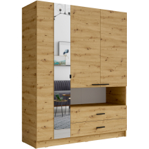 Szafa 3 drzwi 2 szuflady TURYN 158 cm z lustrem Dąb Artisan Podstawowe