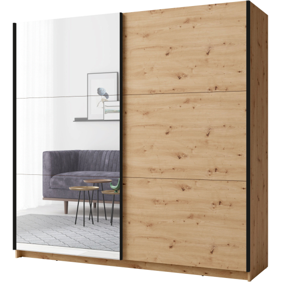 Szafa przesuwna 2D ARSEN z lustrem 200 cm Dąb Artisan Podstawowe
