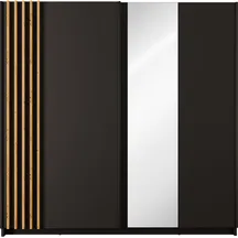 Szafa przesuwna 2D BAYADERO z lustrem i lamelami 200 cm Czarny / Dąb Artisan Podstawowe