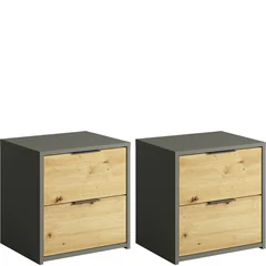 Szafki nocne z szufladami 2 szt Szary Grafit / Dąb Artisan RIMINI Podstawowe