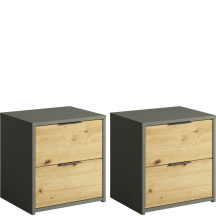 Szafki nocne z szufladami 2 szt Szary Grafit / Dąb Artisan RIMINI Podstawowe