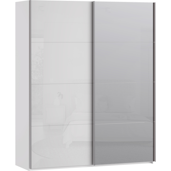 Szafa 2-drzwiowa z lustrem 170 cm SSQS82412-C04 Biały / Biały Połysk SOPHISTISPACE/SD3 Podstawowe