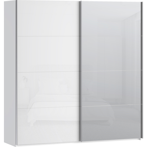 Szafa 2-drzwiowa z lustrem 200 cm SSQS32414-C04 Biały / Biały Połysk SOPHISTISPACE/SD3 Podstawowe