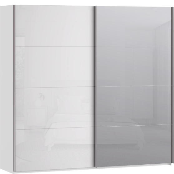 Szafa 2-drzwiowa z lustrem 220 cm SSQS92413-C04 Biały / Biały Połysk SOPHISTISPACE/SD3 Podstawowe