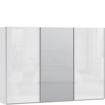 Szafa 2-drzwiowa z lustrem 300 cm SSQS23412-C04 Biały / Biały Połysk SOPHISTISPACE/SD3 Podstawowe