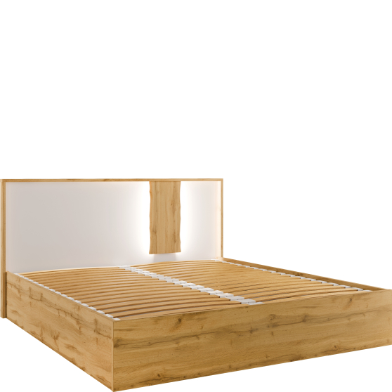 Łóżko 180 x 200 z pojemnikiem i oświetleniem WOOD Podstawowe