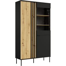 Witryna 2 drzwi Czarny / Dąb Artisan RIMINI CZARNY / DĄB ARTISAN Podstawowe