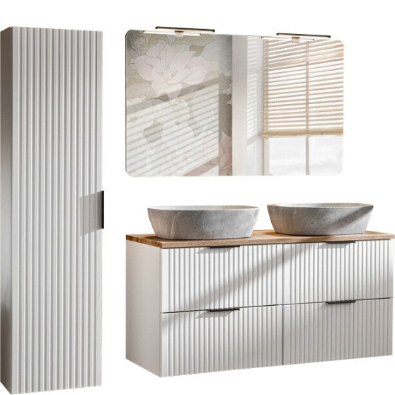 Zestaw wiszący do łazienki z umywalką i lustrem 120 cm ADEL WHITE Podstawowe