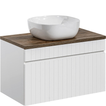 Szafka do łazienki biała wisząca z umywalką i blatem 80 cm ICONIC WHITE Podstawowe