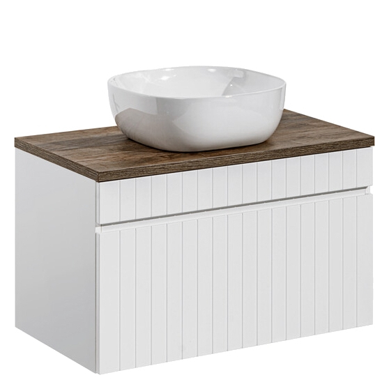 Szafka do łazienki biała wisząca z umywalką i blatem 80 cm ICONIC WHITE Podstawowe