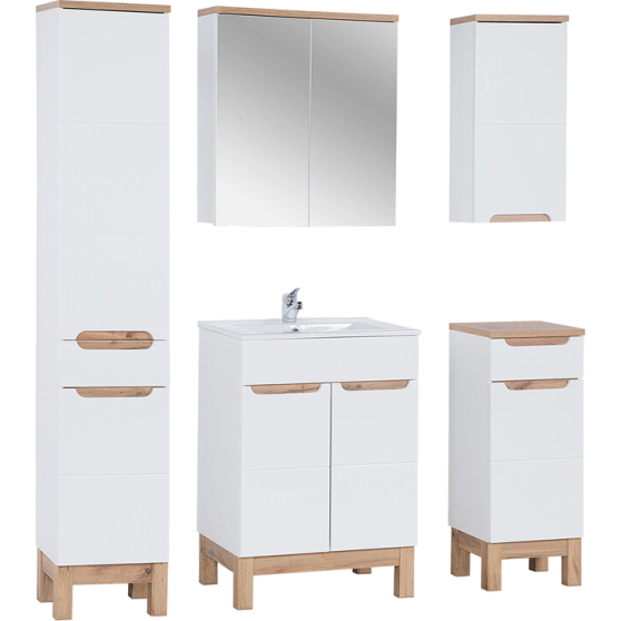 Zestaw mebli łazienkowych Bali 60 cm umywalka szafka wysoka szafka z lustrem BALI WHITE Podstawowe