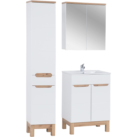 Zestaw mebli łazienkowych Bali 80 cm umywalka szafka wysoka lustro BALI WHITE Podstawowe