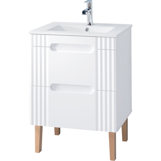 Szafka łazienkowa stojąca 60 cm umywalka + syfon FIJI WHITE Podstawowe