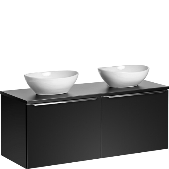 Zestaw szafek do łazienki czarny mat 120 cm z umywalkami nablatowymi SANTA FE BLACK Podstawowe