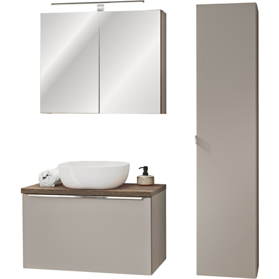 Zestaw wiszących mebli do łazienki 80 cm umywalka szafka wysoka lustro SANTA FE BLACK Podstawowe