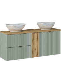 Zestaw szafek łazienkowych 140 cm dwie umywalki zieleń LINE REED GREEN Podstawowe