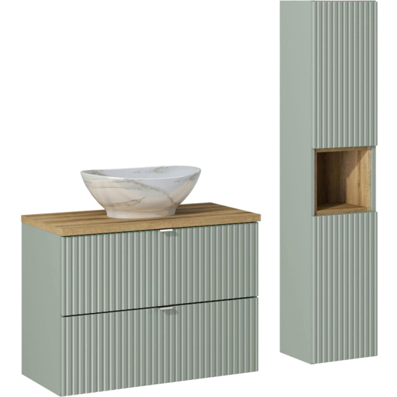Zestaw mebli łazienkowych z umywalką 80 cm frezowany LINE REED GREEN Podstawowe