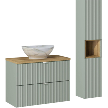 Zestaw mebli łazienkowych z umywalką 80 cm frezowany LINE REED GREEN Podstawowe