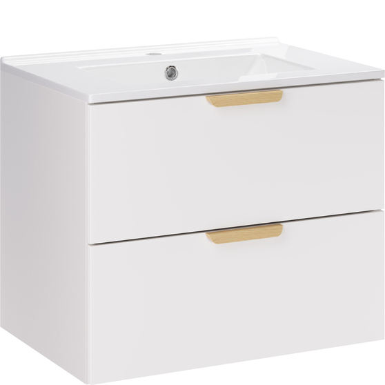 Szafka łazienkowa wisząca z umywalką 60 cm Biały Mat ASTER WHITE Podstawowe