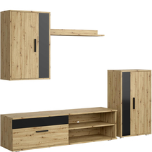 Meblościanka do salonu BENSON zestaw mebli 190 cm dąb artisan / czarny Podstawowe