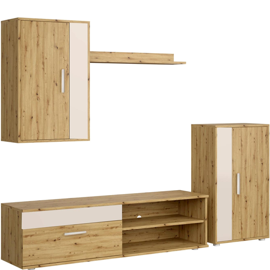 Meblościanka do salonu BENSON zestaw mebli 190 cm dąb artisan / kaszmir Podstawowe