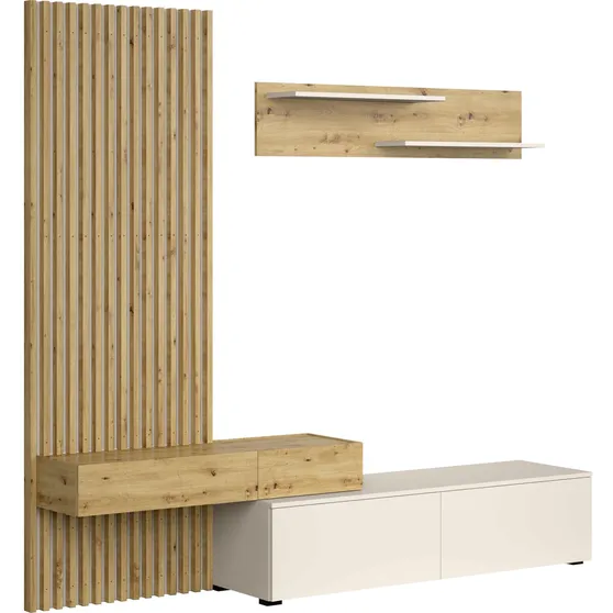 Meblościanka z lamelami CAMINO Dąb Artisan / Kaszmir Podstawowe