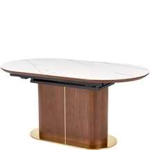 GIBSON stół rozkładany 160-220x90x76 biały marmur / orzech / złoty Podstawowe