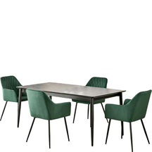 CHARLES Zestaw stół z 4 krzesłami K-558 zielony velvet Podstawowe