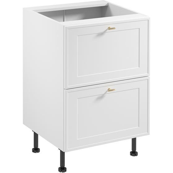 Szafka dolna stojąca 2 szuflady 60 cm D60S2 SORENTO BIAŁY / BIAŁA RAMKA Podstawowe