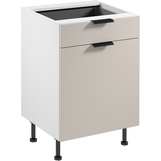 Szafka dolna stojąca 1 drzwi 1 szuflada 60 cm z wkładem na sztućce D60S1 SORENTO BIAŁY / BEIGE Podstawowe