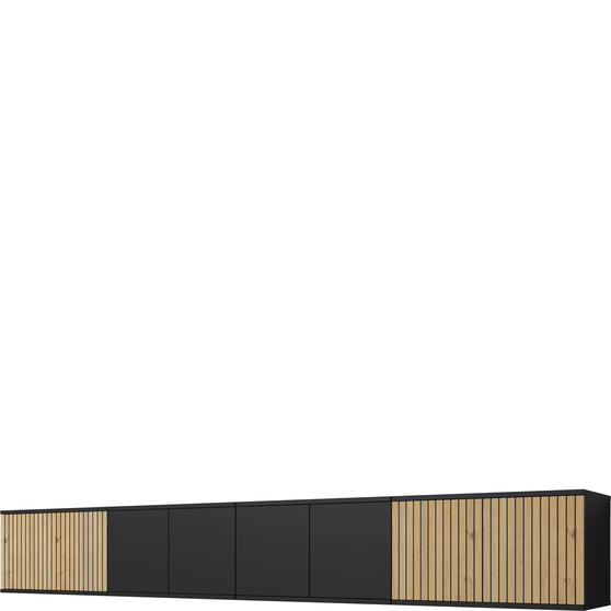Szafka RTV ROSS 280 cm wisząca Dąb Artisan / Czarny Mat Podstawowe
