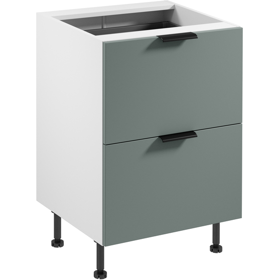 Szafka dolna stojąca 2 szuflady 60 cm z wkładem na sztućce D60S2 SORENTO BIAŁY / GREEN Podstawowe