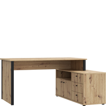 Biurko z komodą 140x70 T2KB231L-M625 Dąb Artisan / Czarny ARCHBOX Podstawowe