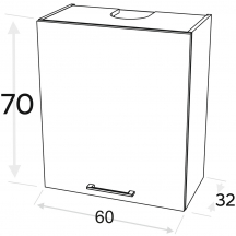 Szafka górna wisząca z okapem 1 drzwi Lewa W60.1/P… KAMMONO F4 Szkic