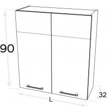 Szafka górna wisząca z suszarką 2 drzwi WS.../90 KAMMONO F4 Szkic