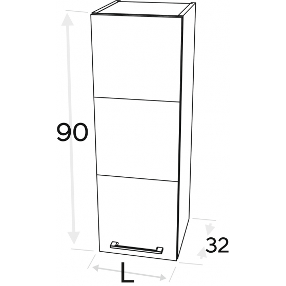 Szafka górna wisząca 1 drzwi W… .1/90 KAMMONO F4 Szkic