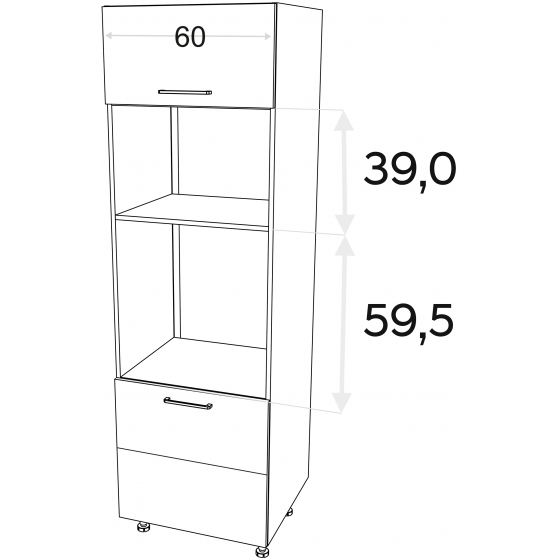 Szafka dolna wysoka słupek pod zabudowę piekarnika i mikrofali 2 drzwi 60 cm SPM60 KAMMONO F4 Szkic Szafka dolna wysoka słupek pod zabudowę piekarnika i mikrofali 2 drzwi 60 cm SPM60 KAMMONO F4 Szkic
