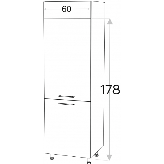 Szafka dolna wysoka słupek pod zabudowę lodówki 60 cm SL60 KAMMONO F4 Szkic
