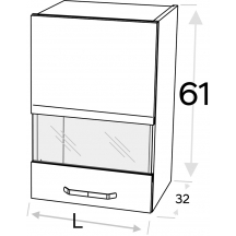 Szafka górna wisząca 1 drzwi witryna Lewa WW… .1/61 KAMMONO P4 Szkic