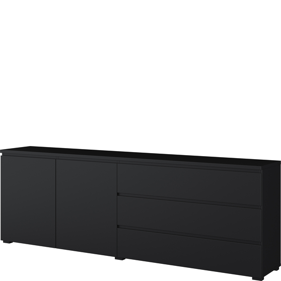 Komoda 2 drzwi 3 szuflady 200 cm Czarny Onyx 24W3OJ28 TYP-28 MODO Podstawowe