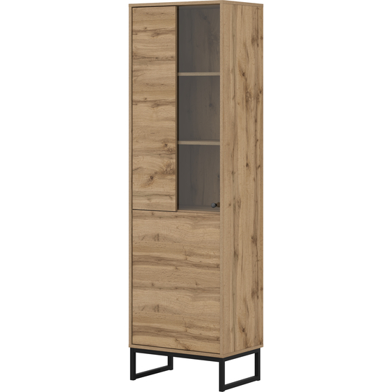 Witryna 2D wysoka szklana loft do salonu Dąb Wotan 24N0OZ05 TYP-05 LOFT Podstawowe