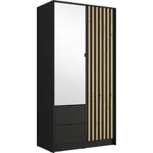 Szafa 2-drzwiowa z lustrem i szufladami 100 cm Czarny Onyx / Dąb Artisan KATANIA Podstawowe