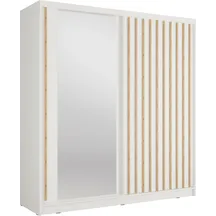 Szafa przesuwna 2D ALUNA z lustrem 200 cm Biały / Dąb Artisan Podstawowe