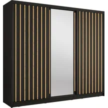 Szafa przesuwna 3D ALUNA z lustrem 250 cm Czarny Onyx / Dąb Artisan Podstawowe